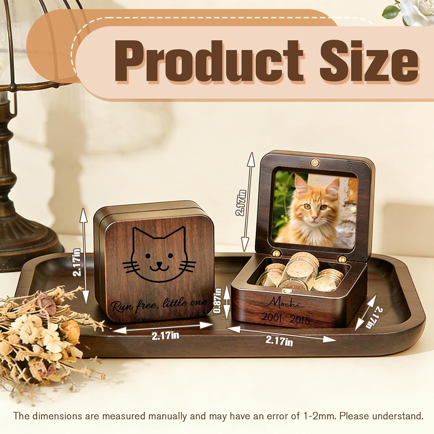 Personalized Wooden Small Urn for Dog Cat with Text & Photo Mini Pet Urn