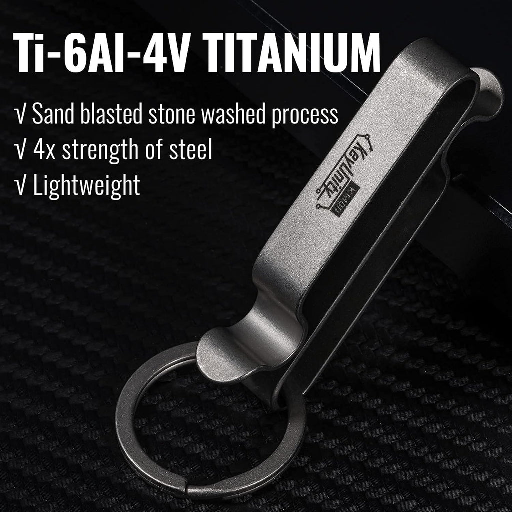 KM00 Titanium Belt Loop Keychain Clip | Double Side Quick Release Key Holder with Detachable Key Ring