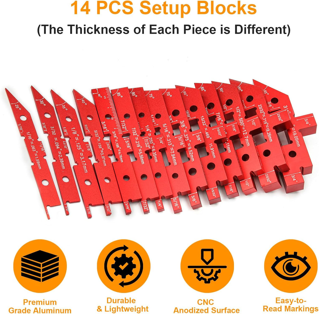 14Pcs Setup Blocks for Woodworking, Router Table Saw Accessories