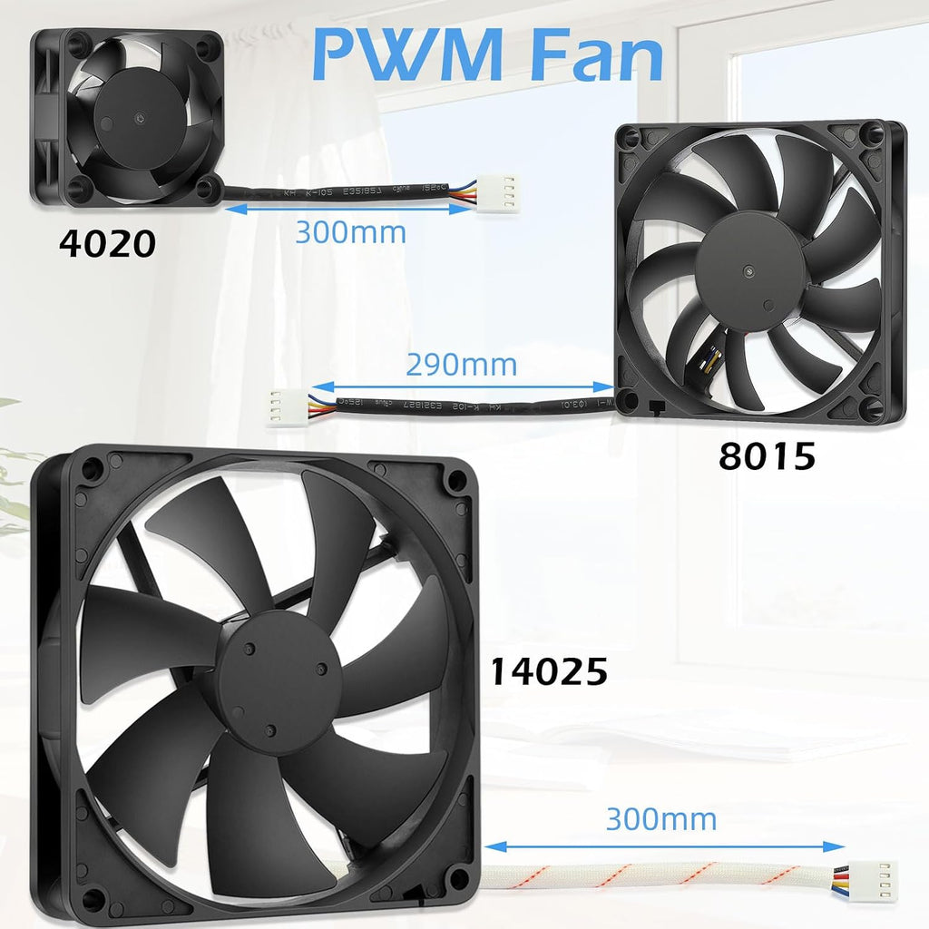 40mm x 20mm 4-Pin PWM 12V PC Cooling Fan 2-Pack