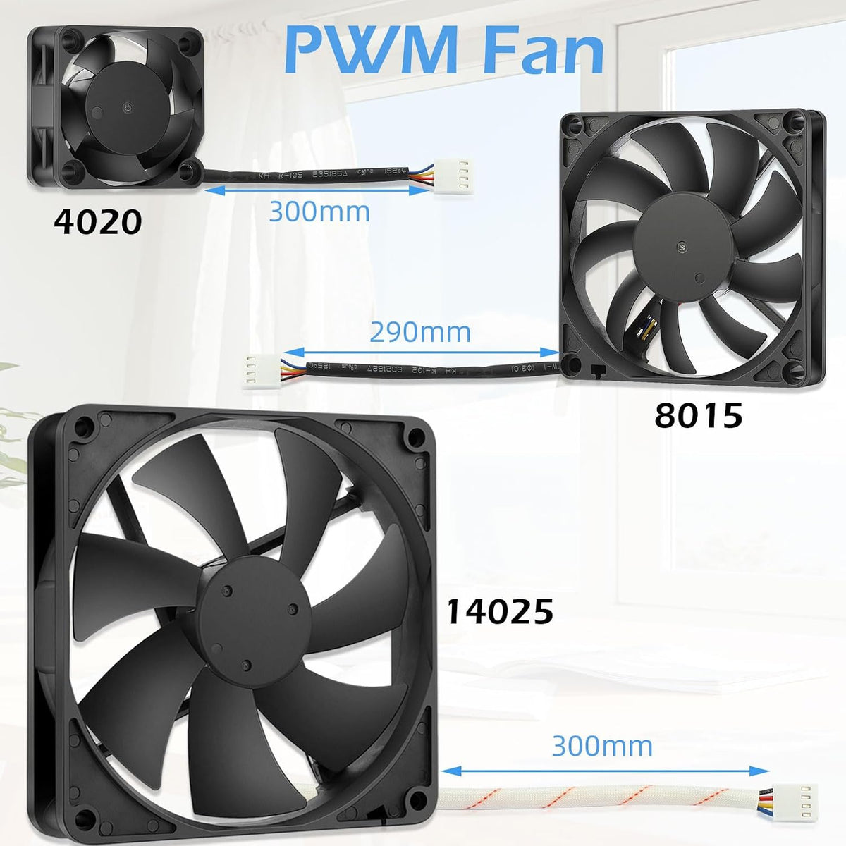 40mm x 20mm 4-Pin PWM 12V PC Cooling Fan 2-Pack