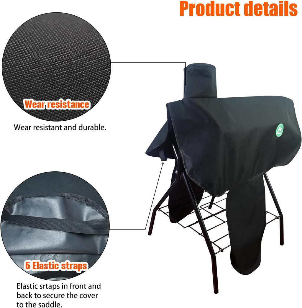 Western Saddle Cover with 6 Elastic Straps（Black）