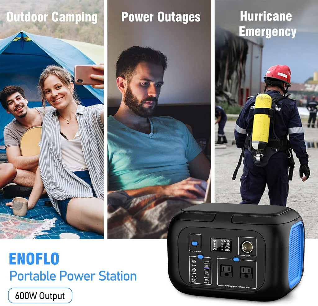 Portable Power Station 600W Power Bank 296Wh Solar Generator Lithium Battery Portable Generator Fast Charging with