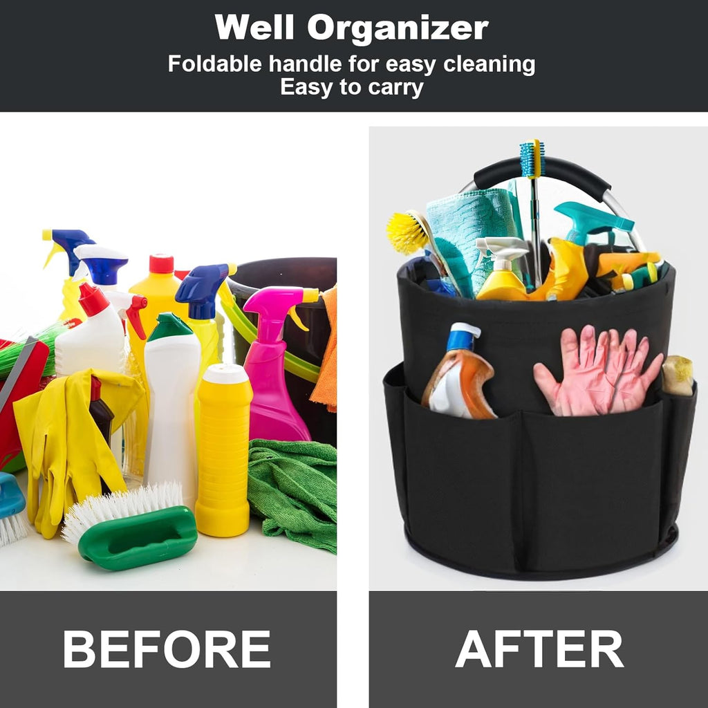 Cleaning Caddy with Handle, Cleaning Products Organiser, 17L Foldable Storage Basket, Cleaning Caddy Organiser