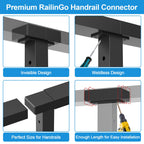 Black Extension Connectors for Cable Railing Flat Handrail