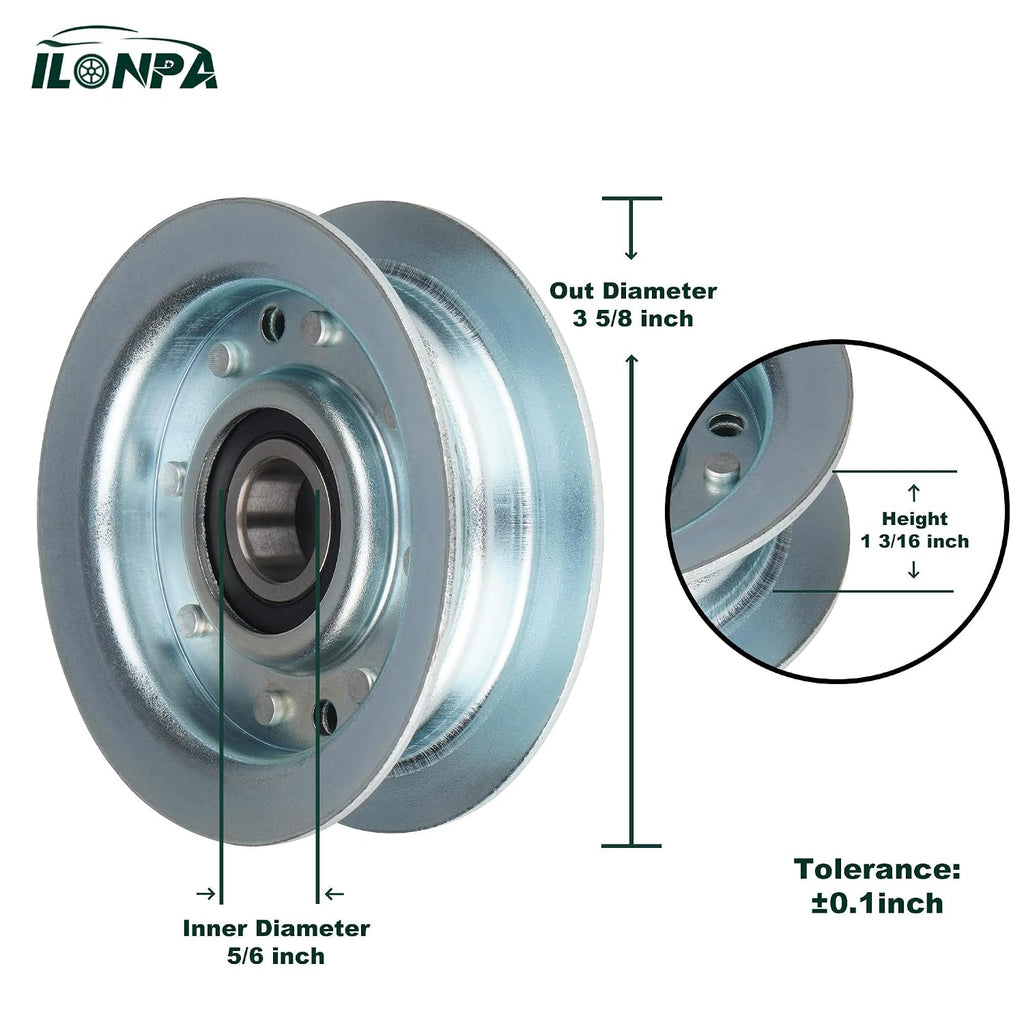 ILONPA GY22172 Idler Pulley for GY20629 GY20067 GY20110 John Deere 102 105 115 125 D105 D110 D140 D150 D155 D160 LA145 LA155 LA165 X140 X165 L2048 L2548 (3 Pack)