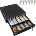 16" Heavy Duty Black POS Cash Drawer with 5Bill/5Coin, Removable Coin Compartment ONLY, 24V, RJ11, Single Large Front