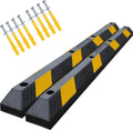 72" Inch Heavy-Duty Parking Curb | 2-Pack 6-Foot Rubber Wheel Stop for Garage Parking Lot Safety, Installation Kits