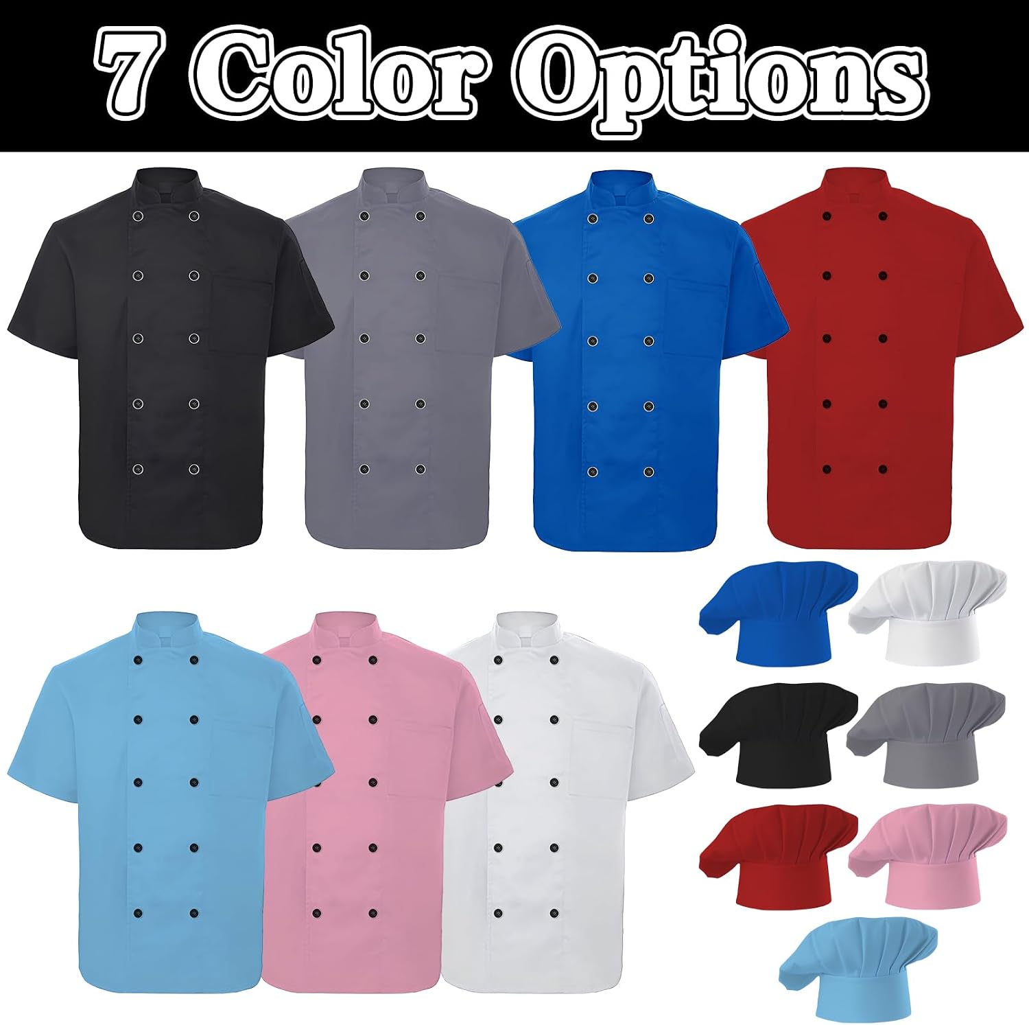 Chef Coat Personalized Chef Jacket Men Women Custom Name Logo Text Work Shirt with Pockets Chef's Hat Uniform