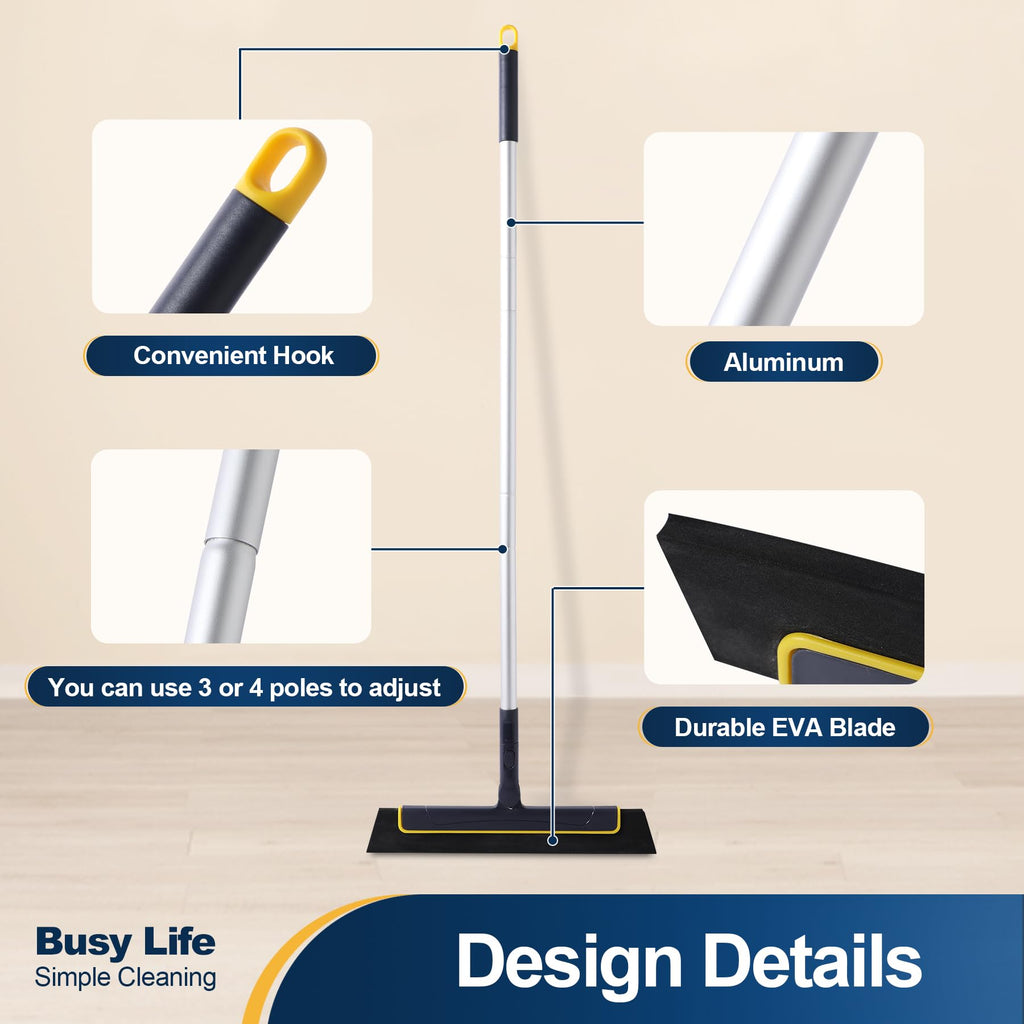 Floor Squeegee Broom EVA Foam Blade Aluminum Pole