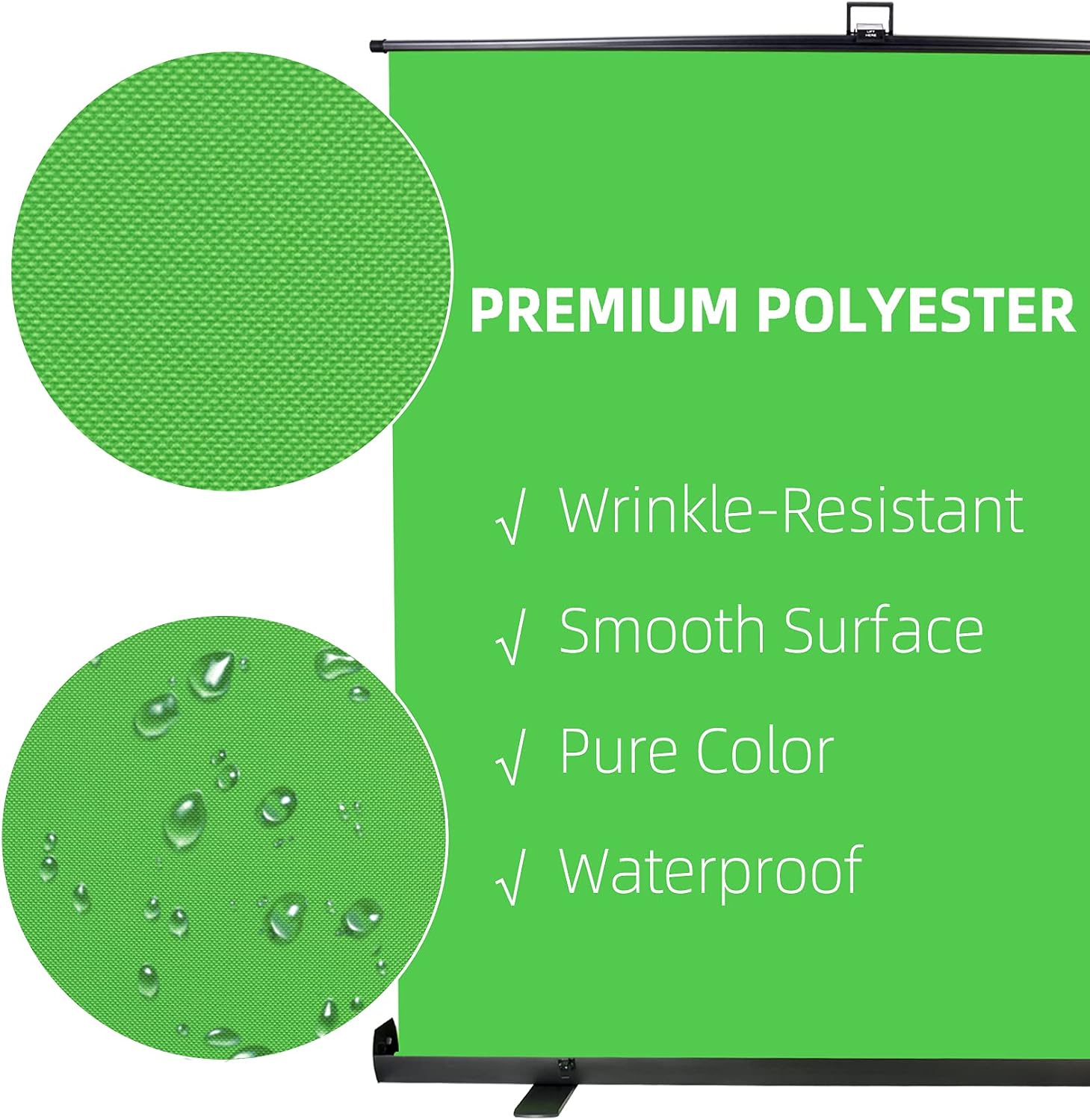 74x76in Collapsible Green Screen, Portable Chroma Key Panel Backdrop | Retractable Photo Background with