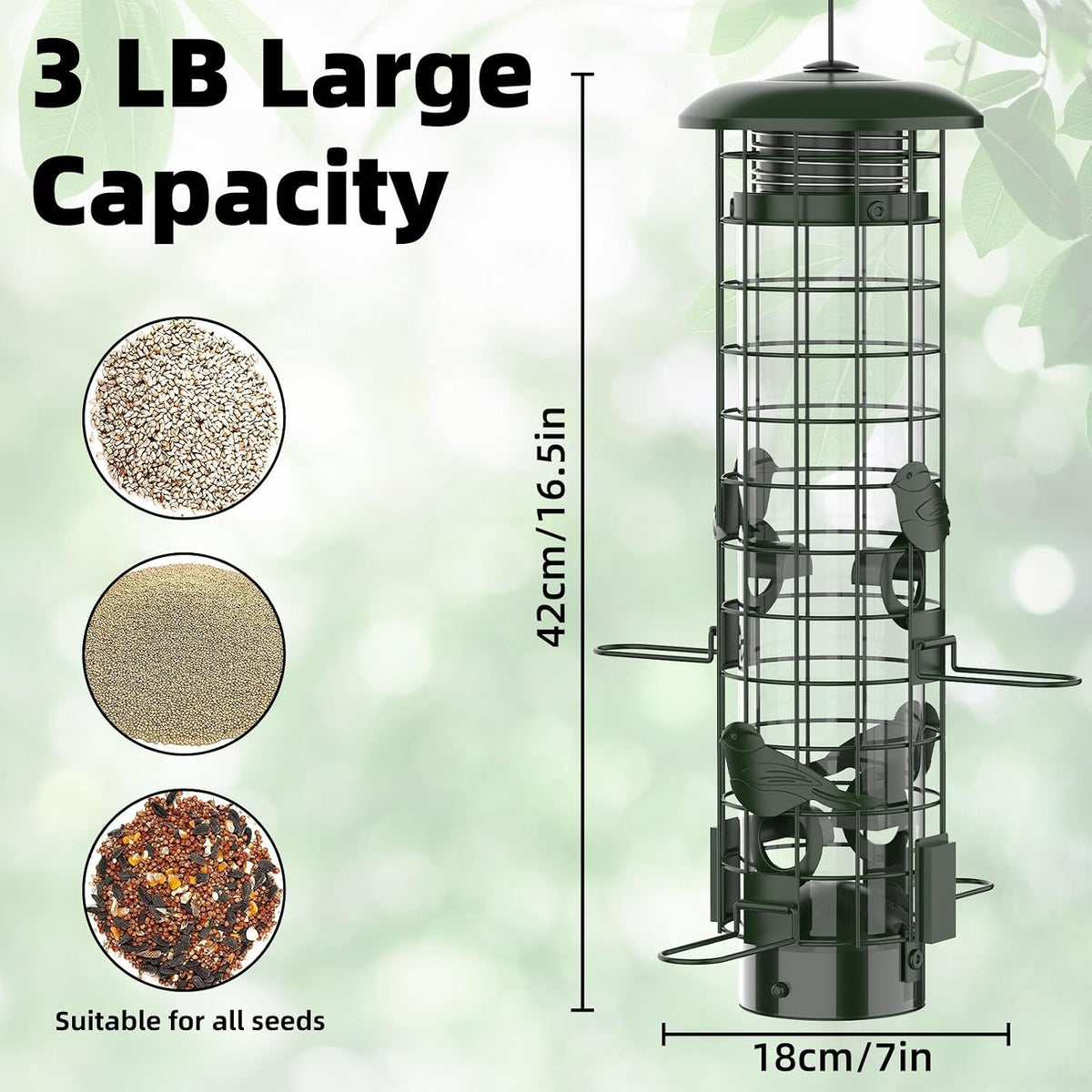 Squirrel Proof Bird Feeder,Metal Mesh Bird Feeders for Outdoors Hanging,Gravity Protection Squirrel Proof Wild Bird