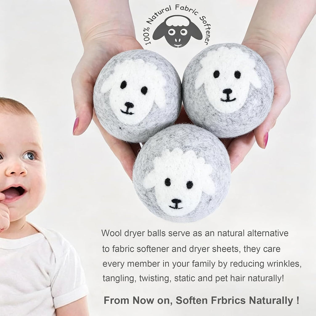Wool Dryer Balls XL 6-Pack, 100% New Zealand Wool Handmade