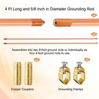 Zonon 2 Pcs 8 ft Ground Rod Kit with Clamps
