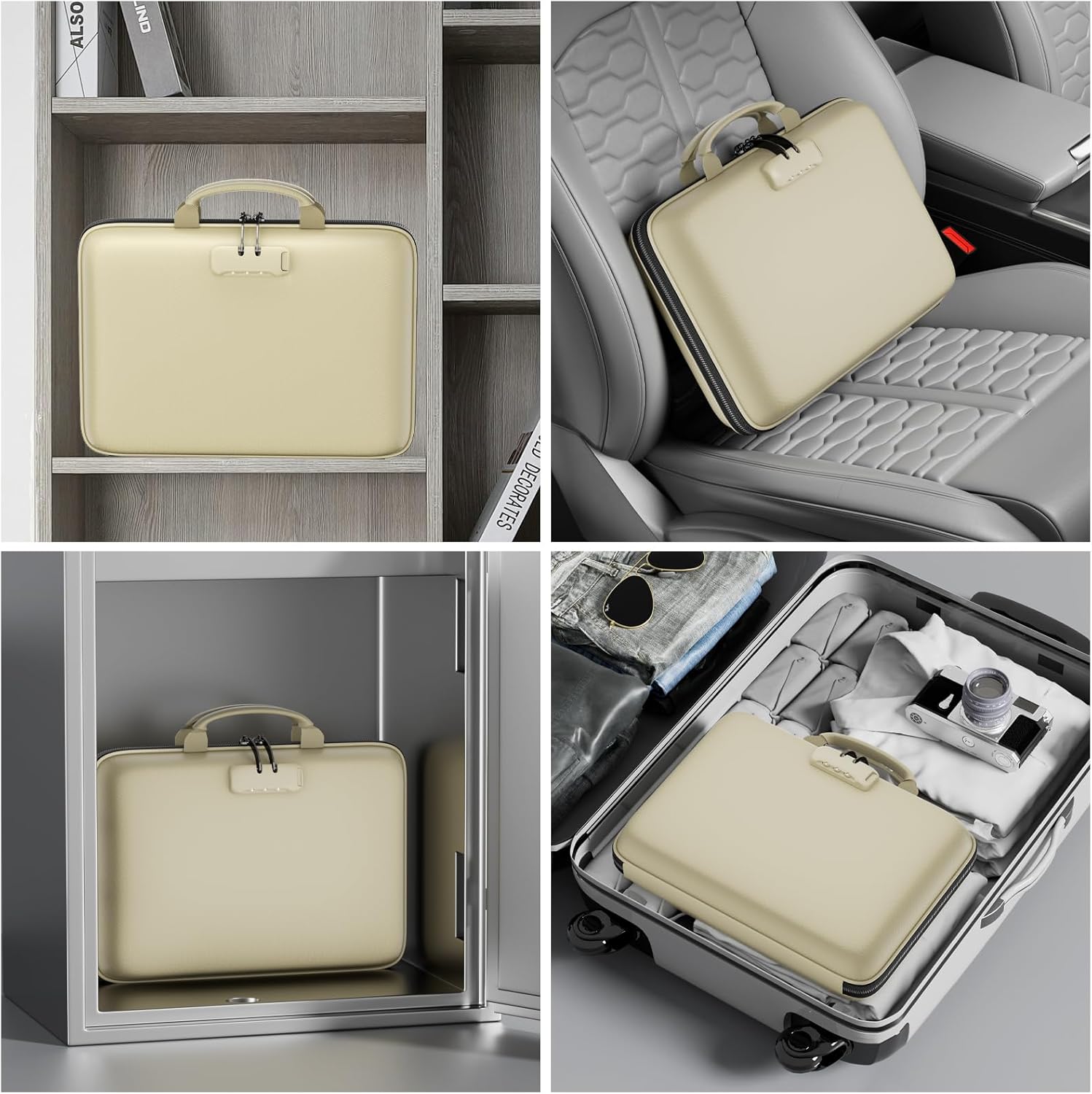 Fireproof File Organizer with Lock, Hard-Shell Case Fireproof Document Box with 13 Pocket Accordion File Folder