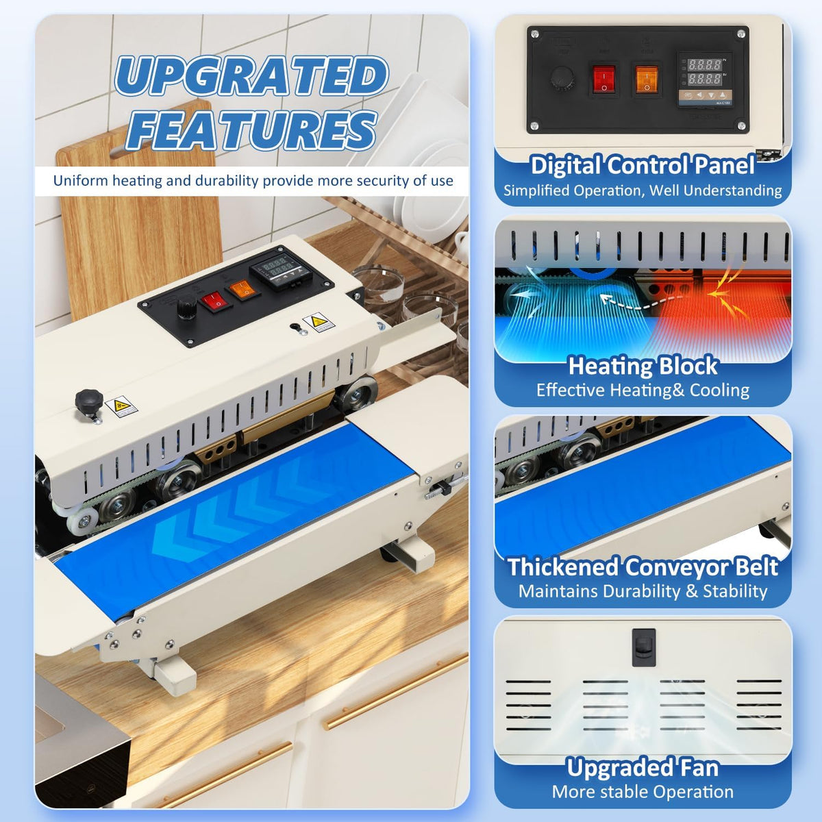 Commercial Heat Sealer Machine, 650W Continuous Bag Band Sealing Machine