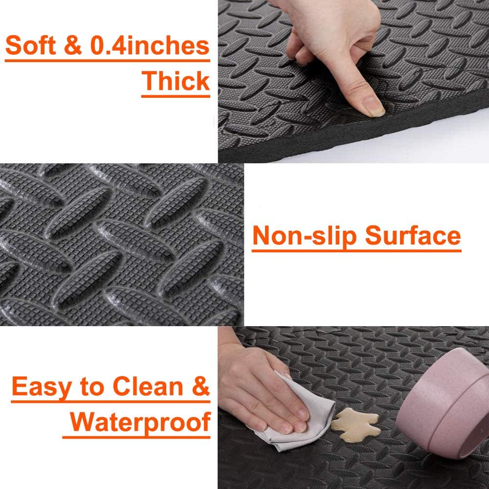 Exercise Mats Puzzle Foam Mats Gym Flooring Mat Cover 20 SQ.FT Interlocking Foam Mats with EVA Foam Floor Tiles for