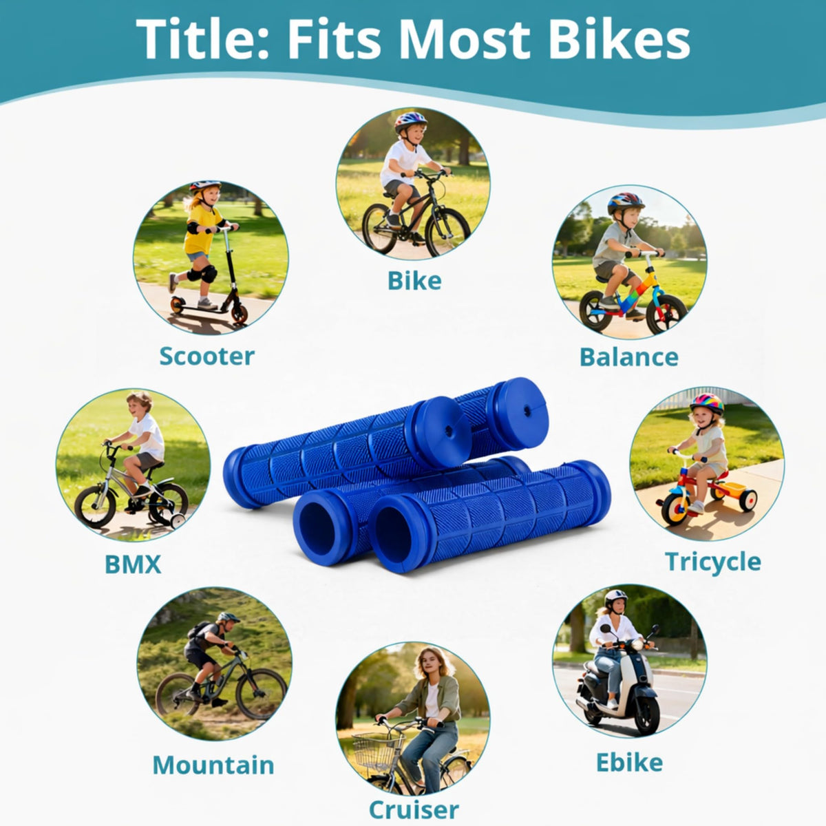 4 PCS Rubber Bike Handlebar Grips, Dark Blue
