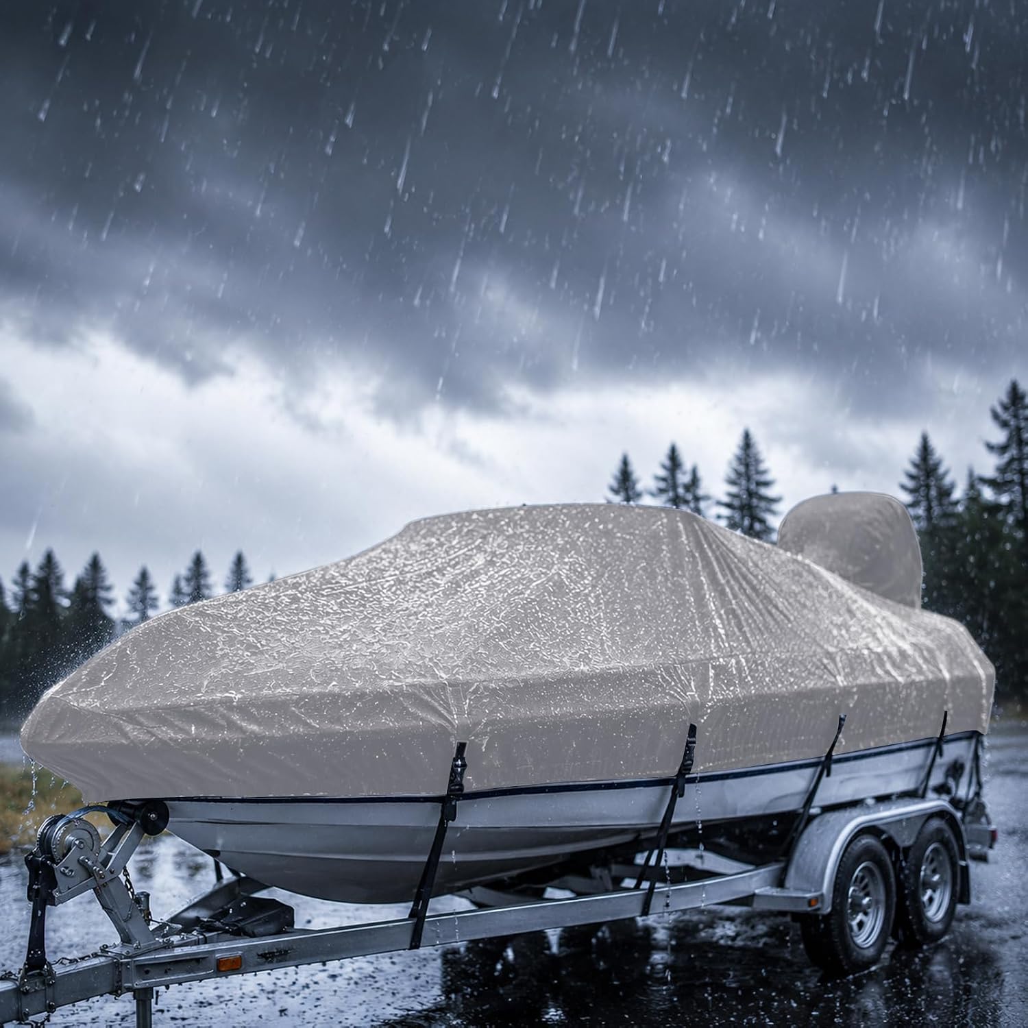 Solution-Dyed 600D Boat Cover 14'-16' – Marine Grade Waterproof V-Hull, Bass, Jon & Runabout Boat Cover up to 68"