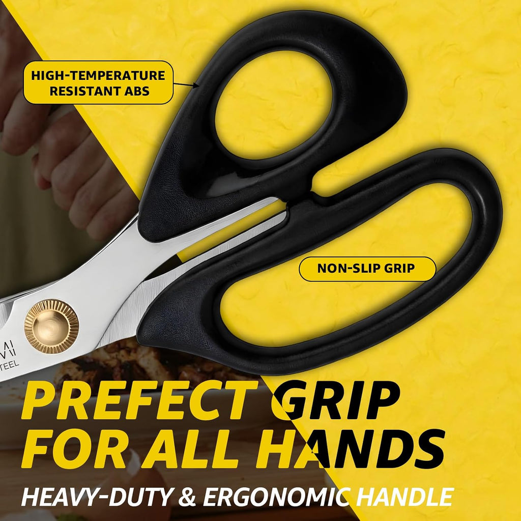 3T Stainless Blade Kitchen Scissors - 10.23in x 1Pack | Korean Barbecue Kalbi Rib Chicken Meat Cutting | Sharp Heavy