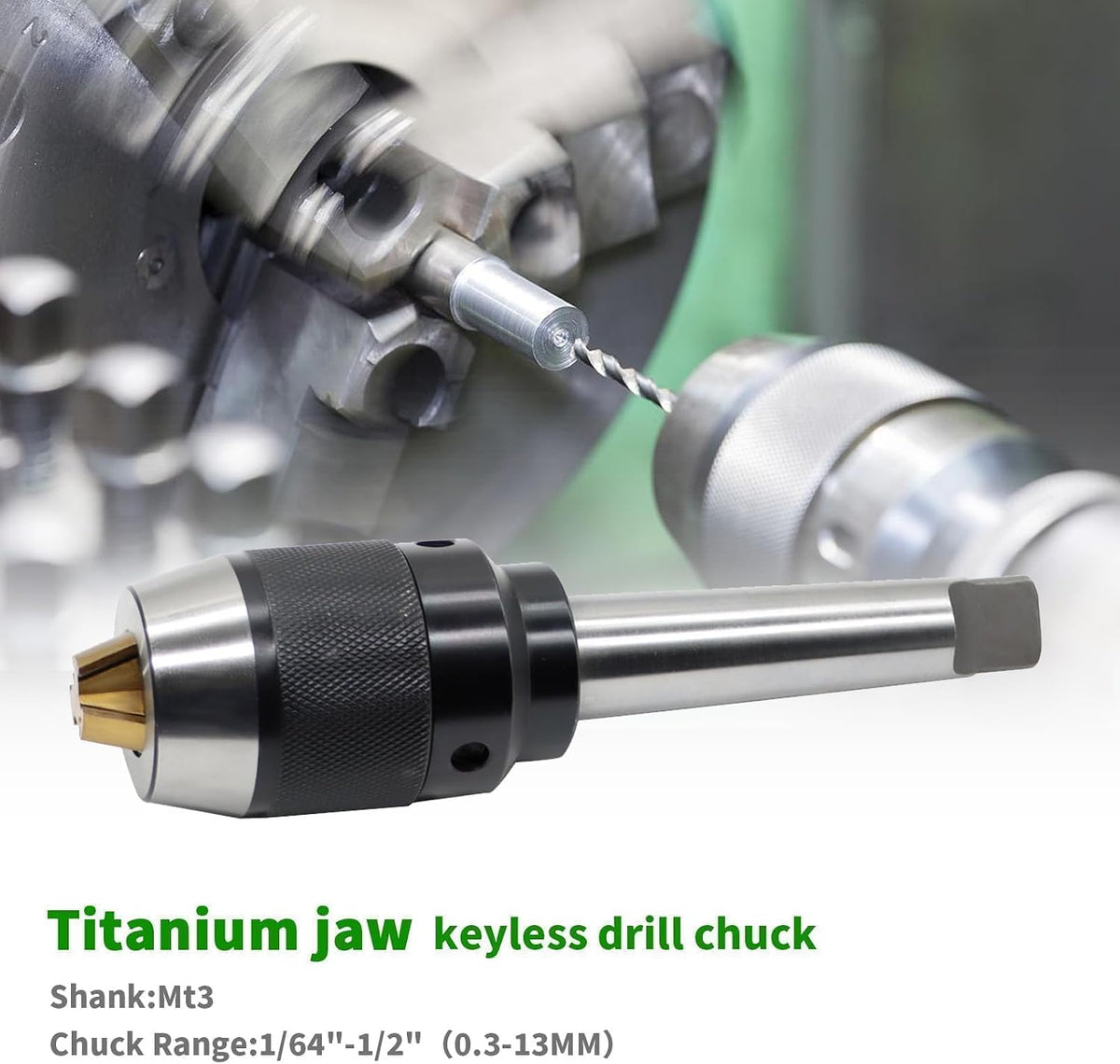 1/64"-1/2" Heavy Duty MT3 Shank Lathe Keyless Drill Chuck
