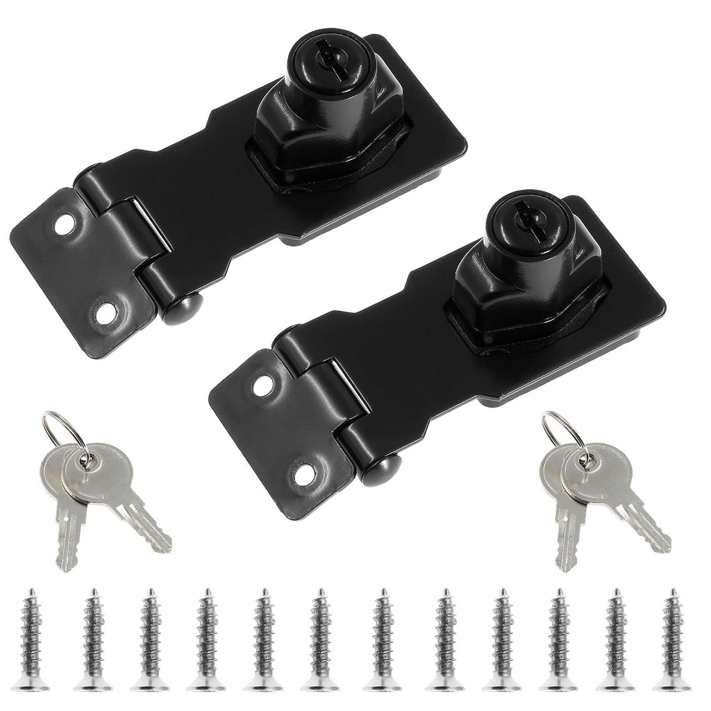 2 Pack 2.5 Inch Hasp Locks with Keys, Flat Black
