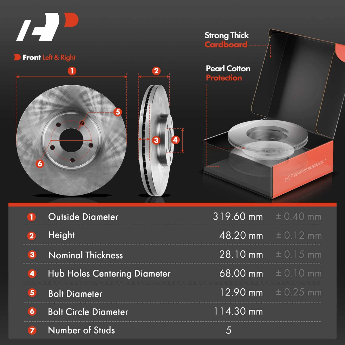 A-Premium Front Vented and Rear Solid Brake Rotors and Ceramic Pads Kit