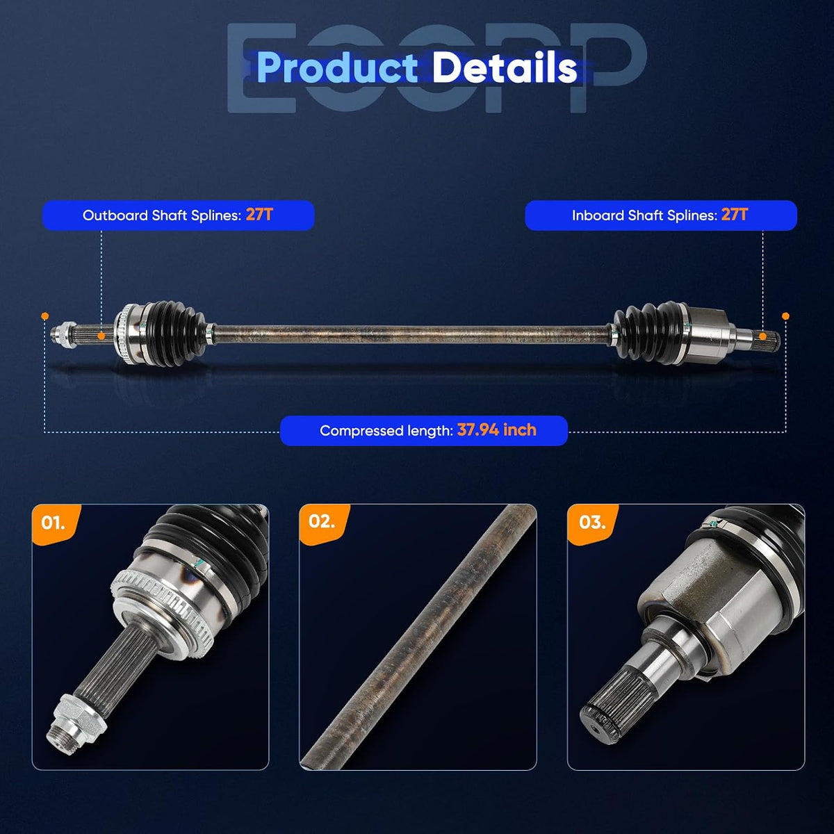 ECCPP CV Axle Shaft Assembly fit 2011-2016 for Hyundai Elantra