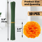 101 Pcs Marigold Flower Heads Bulk Silk with Stems