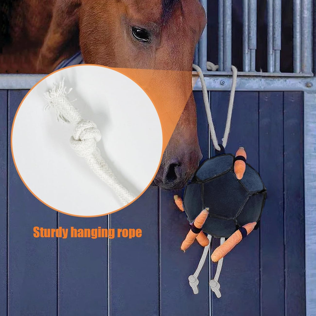 Hanging Carrot Feeding Ball Interactive Feed Toy Relieve Stress and Avoid Boredom Equine Pony Cattle and Goat Treat