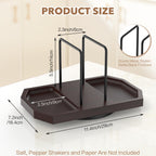 Rotating Napkin Holder for Table with Salt Storage, Brown