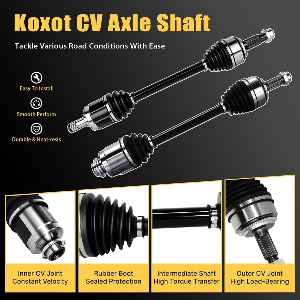 2PCS Front CV Axle Shaft Assembly Compatible with Honda CR-V CRV L4 2.4L 2002 2003 2004 2005 2006, Driver and Passenger Side, ‎NCV36123, NCV36134