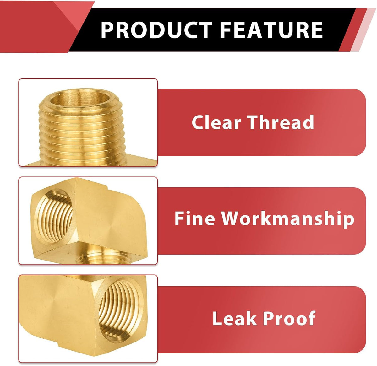 5Pcs EFIELD 1/2"Extruded 90 Degree Brass Barstock Street Elbow(NPT129-5)