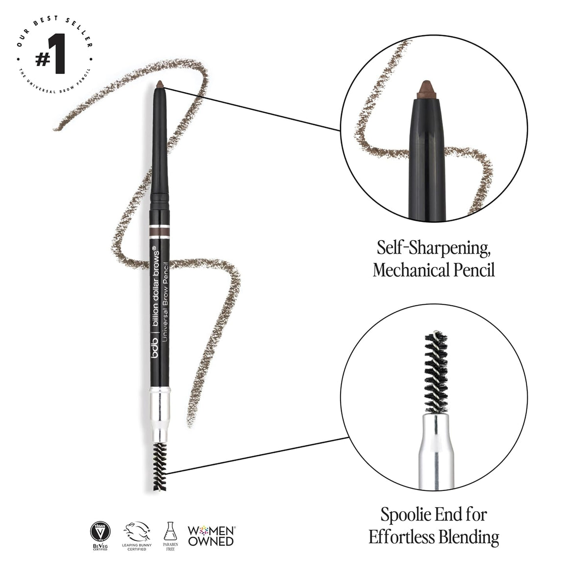 Universal Eyebrow Pencil Retractable Spoolie Liner