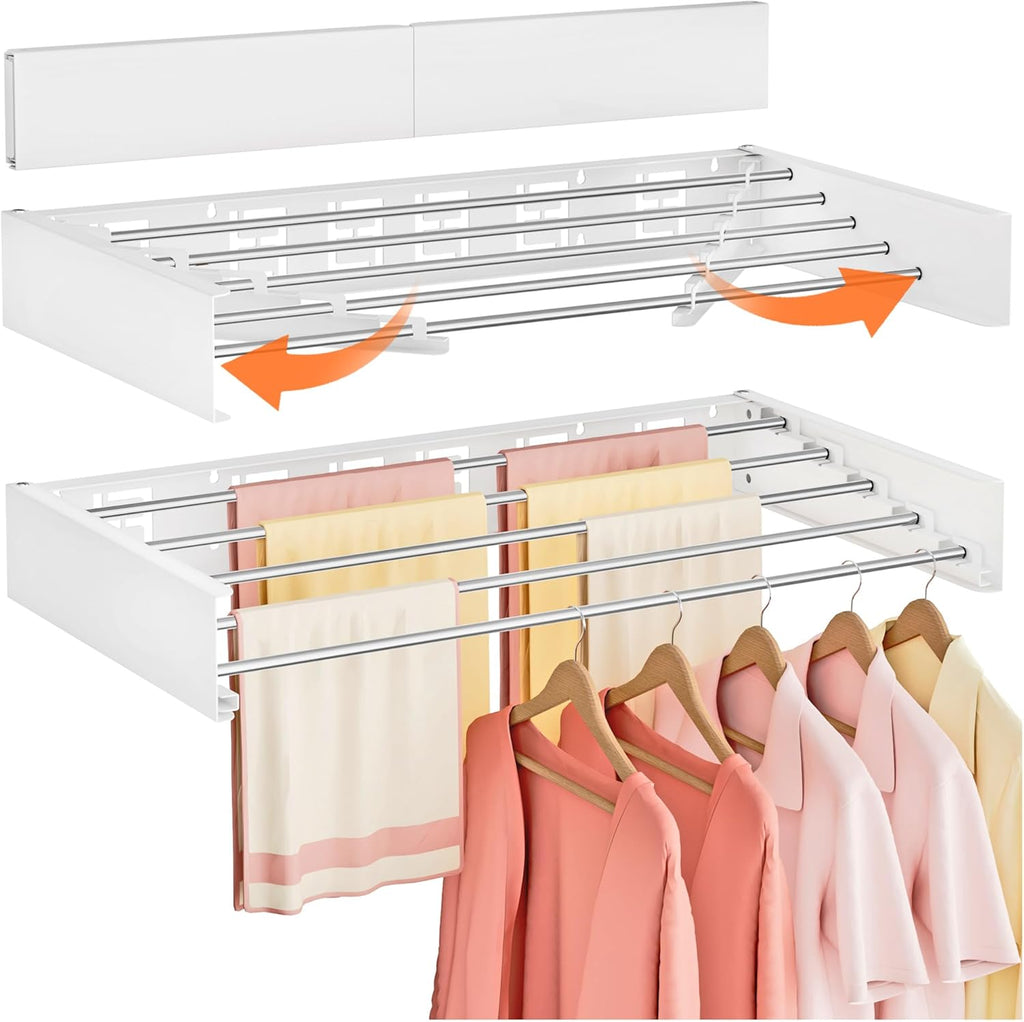 Wall Mounted Clothes Drying Rack Folding Indoor, Foldable Laundry Drying Rack Collapsible,Invisible, Space Saving