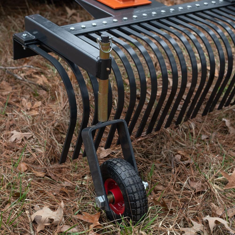 Landscape Rake Wheels 10" Diameter Pair Adjustable Height, Bolt-On Wheels for 3 Point Landscape Rake, Charcoal Finish