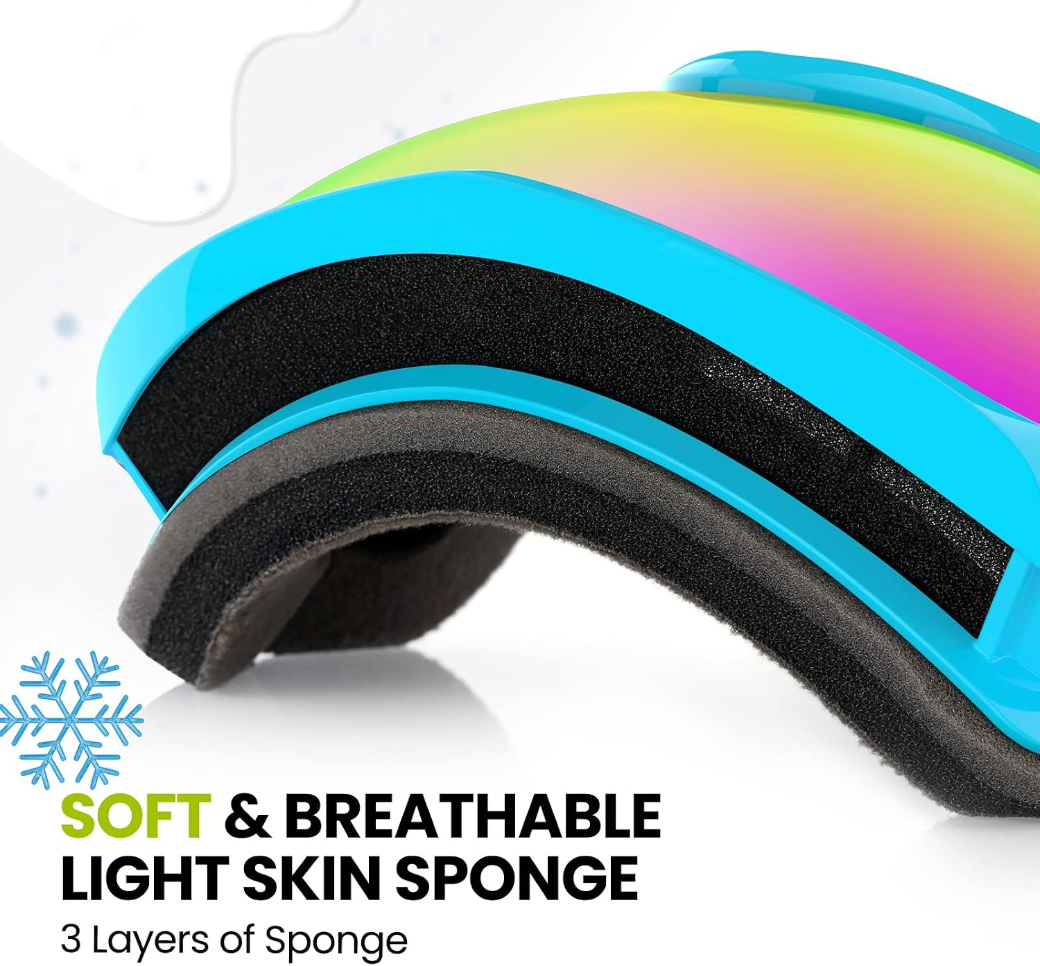 Lollipop Kids Ski Goggles UV Protection Snow Goggles | Anti-Fog Coating, Helmet-Compatible, Adjustable Strap