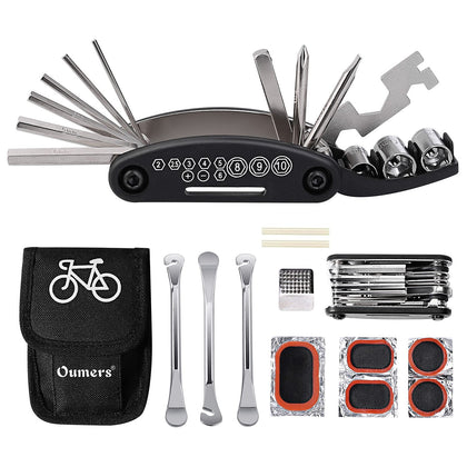 Multi-Function Bike Cycling Mechanic Repair Kit with 3pc Tire Lever 5pc Tyre Patches Tire Rasp Work Bag