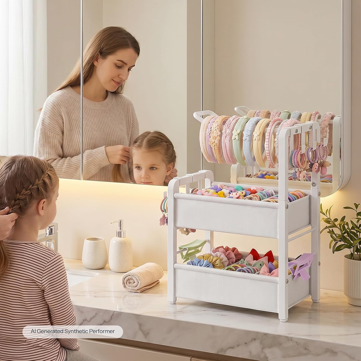 Headband Holder Stand for Girls Women, Hair Accessories Organizer | Hairband Holder with 6 Flexible Hooks & Removable