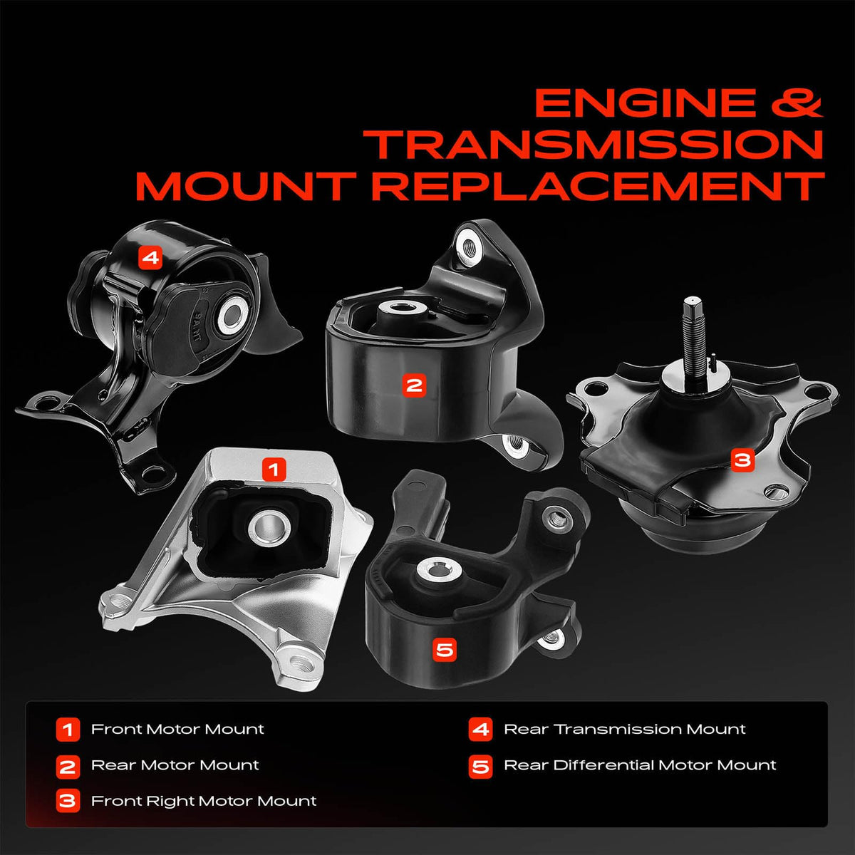A-Premium Engine Motor and Transmission Mount Kit, with Differential Mount