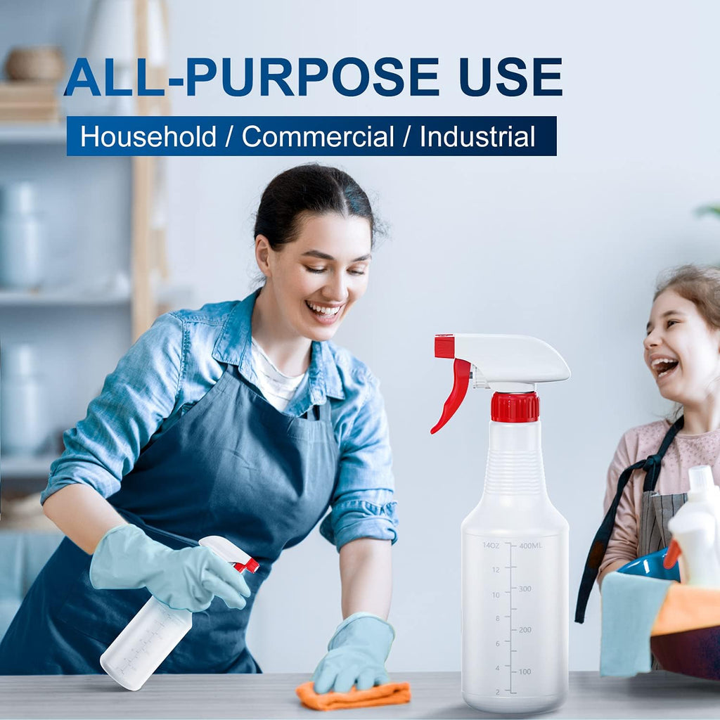 Spray Bottle (5 Pack,16 Oz) with Measurements and Adjustable Nozzle(Mist & Stream Mode), HDPE Plastic Spray Bottles