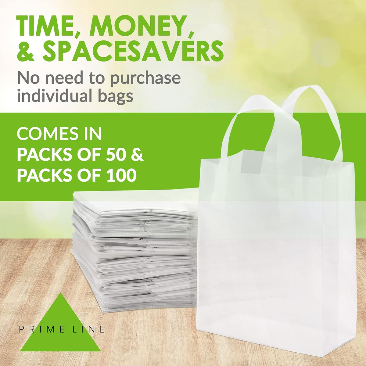 Clear Gift Bags with Handles, 8x4x10 Inch, 100 Pack