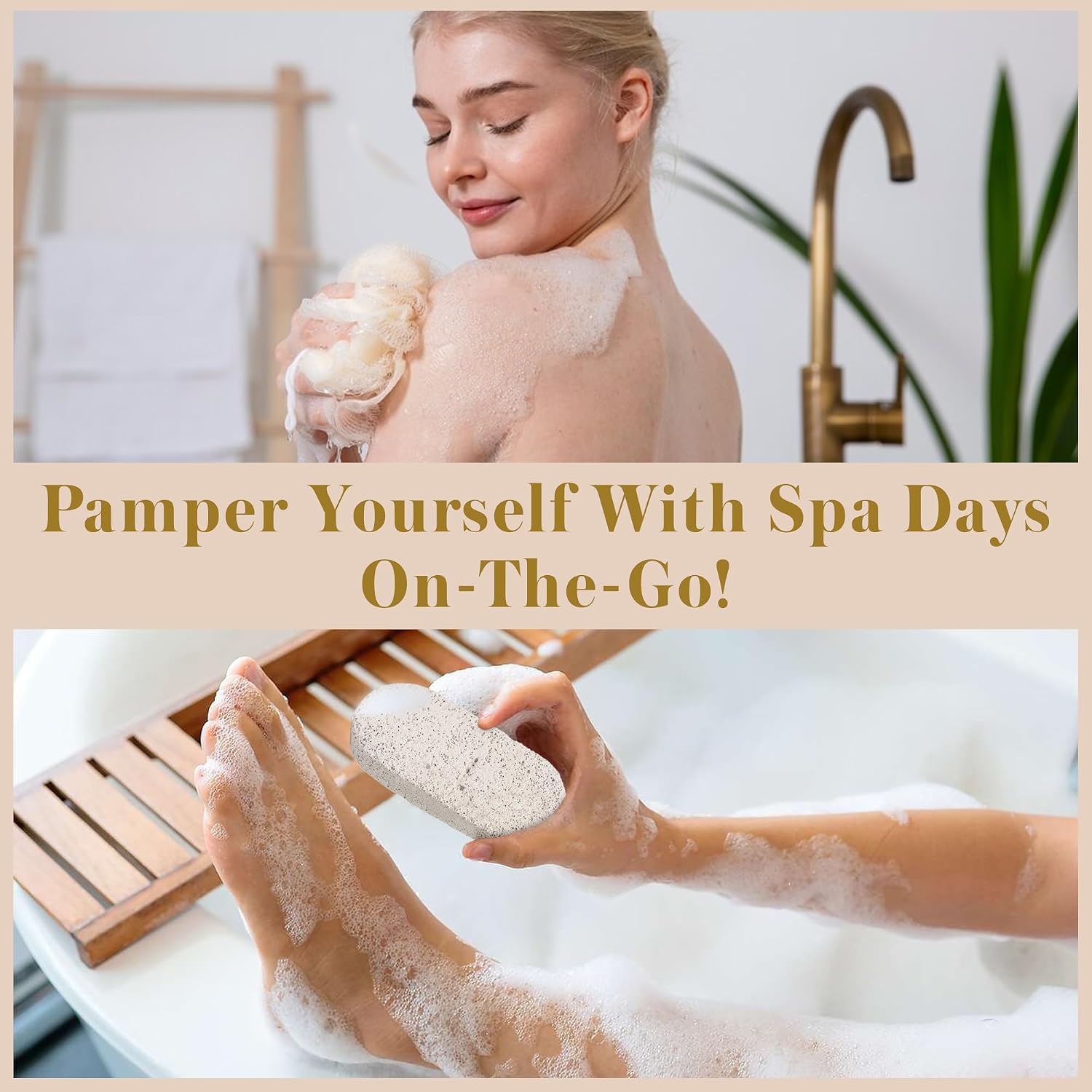 6-Piece Body and Skincare Set, Women’s Spa Gift Basket with Face Massage Roller, Hair Brush, Exfoliating Tools and
