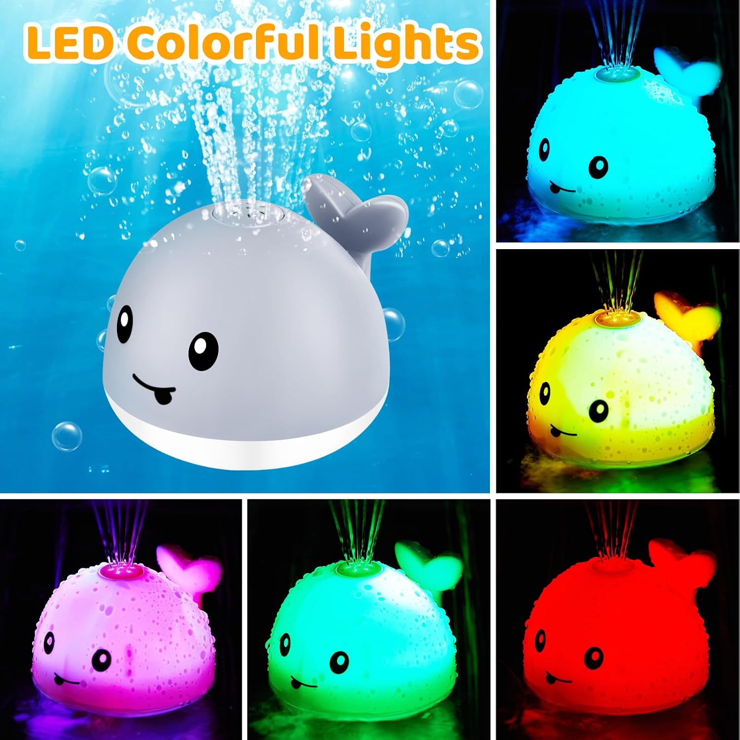 Whale Bath Toy Sprinkler, Light Up Baby Bath Toys for Kids | Buthtub Toys Sprayer for Babies 6-12 Months Infant