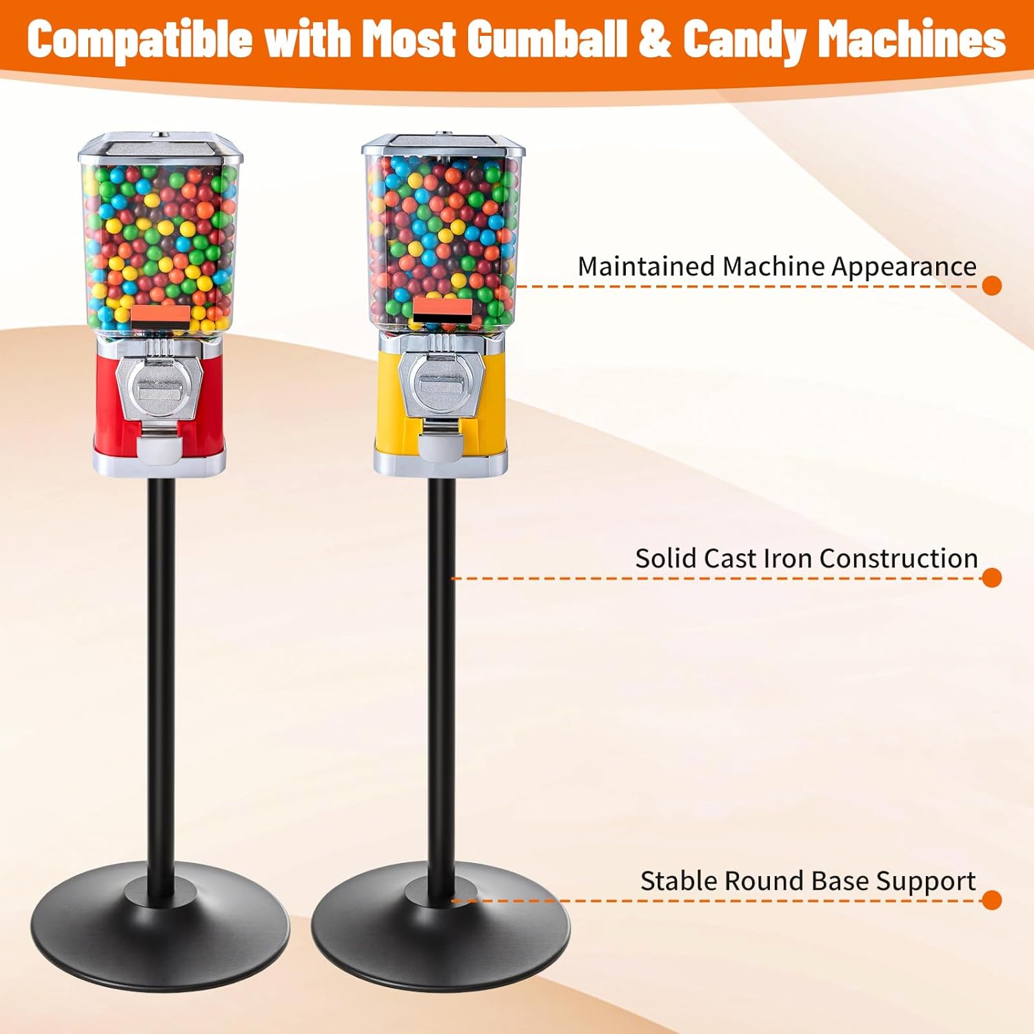 Gumball Machine Stand Only Single Metal Display Floor Stand Heavy Duty for Candy Popcorn Vending Cast Iron 28'' Tall