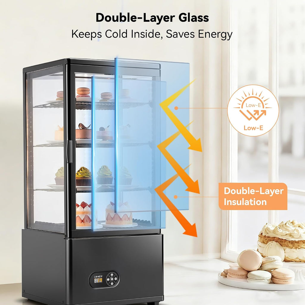 Countertop Display Fridge 2.7 Cu.Ft Double Glass Door