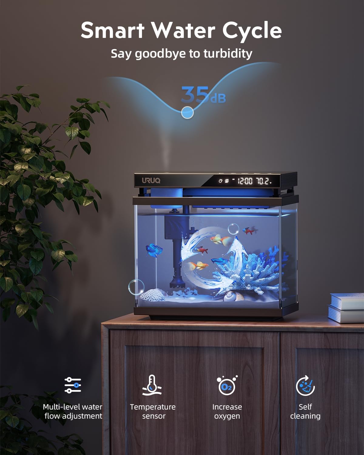 Fish Tank Pump Replacement: Aquarium Accessories Small Ultra Silent Water Pump, ONLY Compatible with 2-Gallon URUQ
