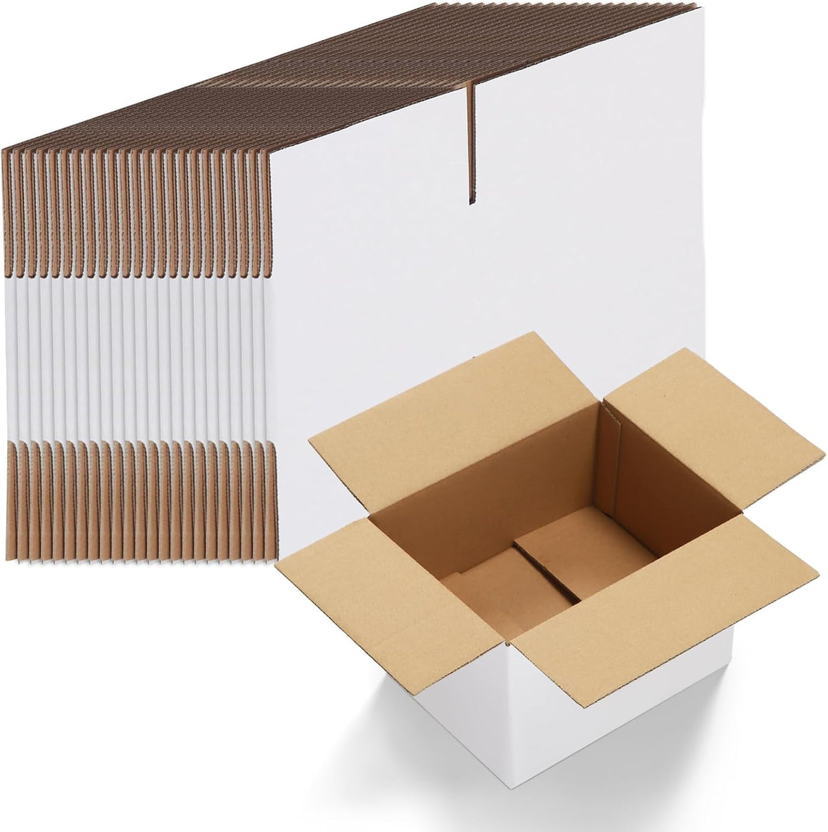8x6x4 Shipping Boxes Set of 40, White Corrugated Cardboard Mailer Box for Packing Small Business