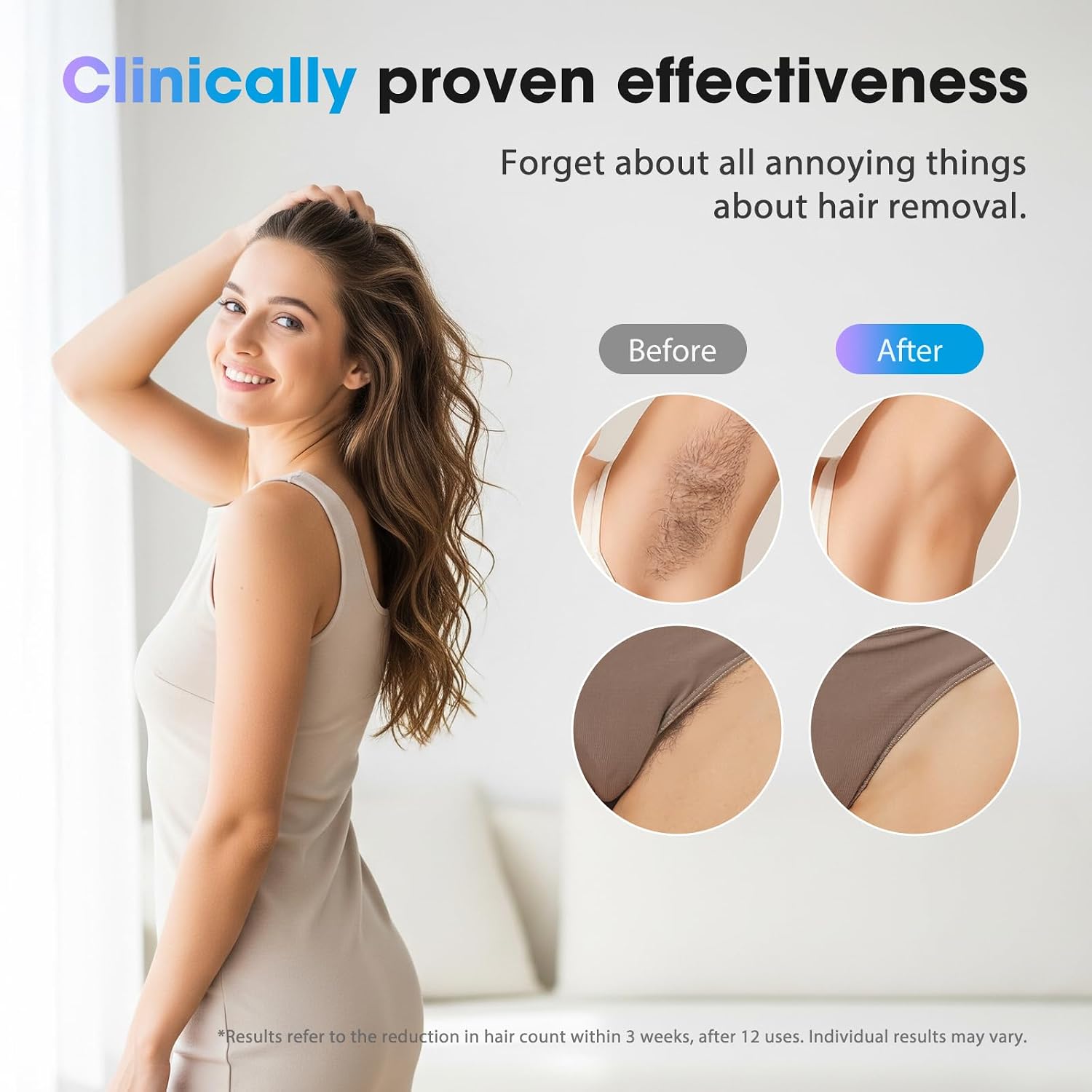 IPL Laser Hair Removal Device for Women & Men - Home 45°F Ice-Cooling Contact for Painless & Long-Lasting Results