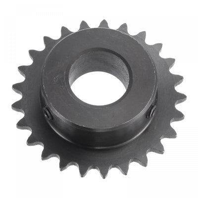 uxcell 25 Tooth Roller Sprocket B Type, #25 Chain, Single Strand 1/4" Pitch, 18mm Bore Black Oxide C45 Carbon Steel with Set Screws for ISO 04C